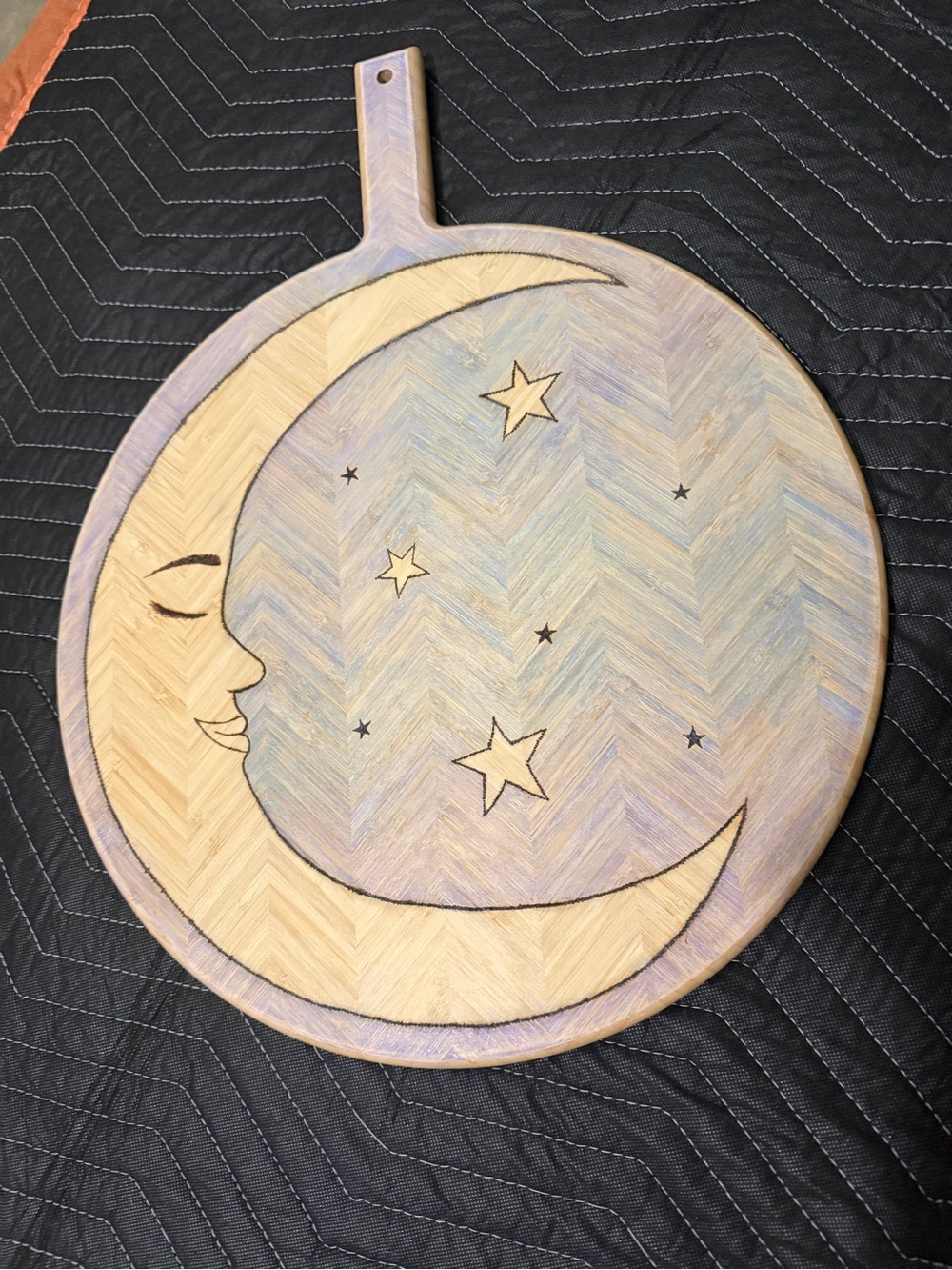 17" Handcrafted Wooden Serving Board - Bamboo Pyrography - Picture 2 of 5